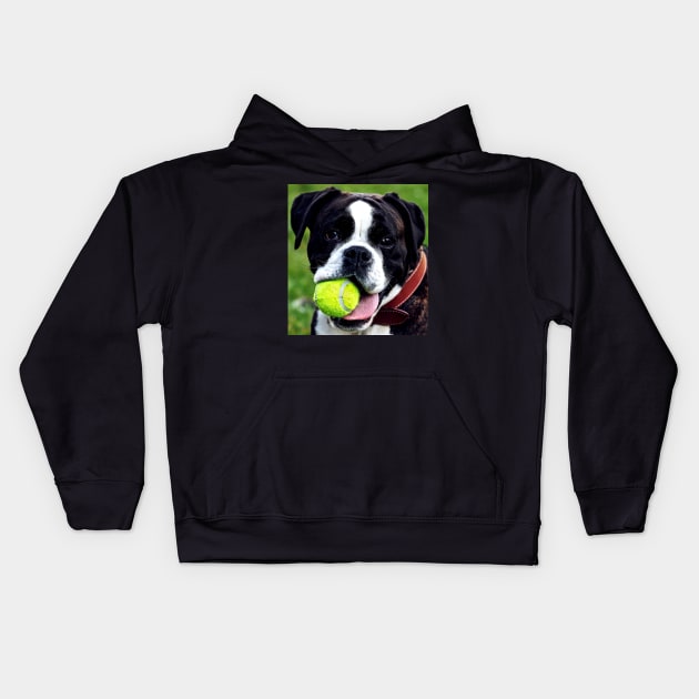 Dog Fetch Ball Kids Hoodie by BraaiNinja